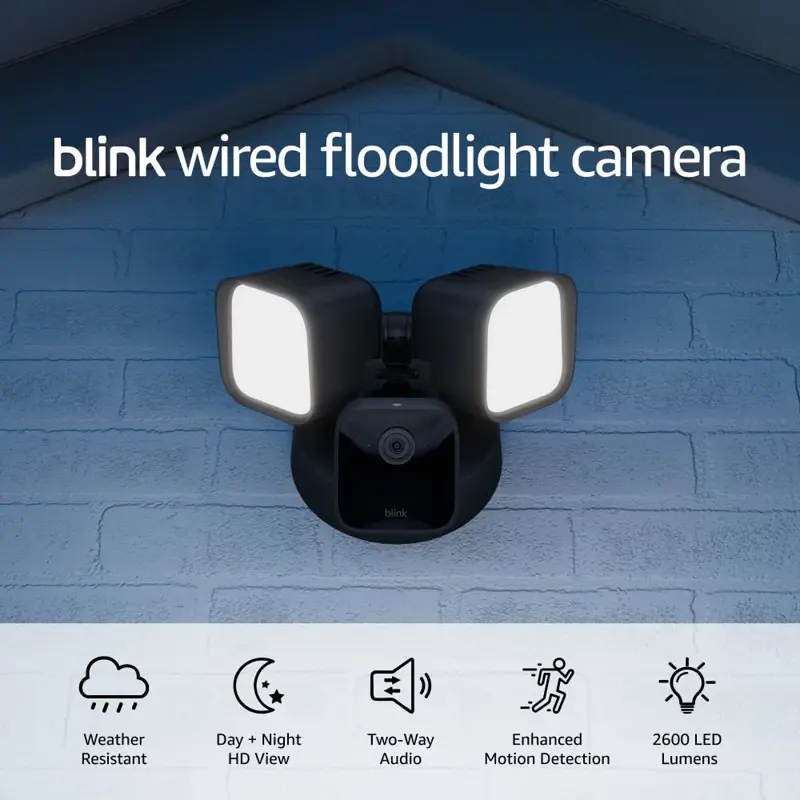 Cámara de Seguridad Blink Wired Floodlight Camera BFM00100U Reflector LED 2600 Lúmenes Audio