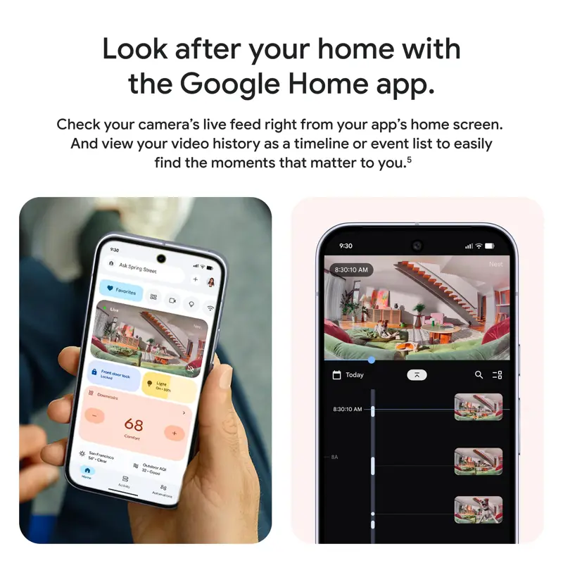 Cámara De Seguridad Google Nest Cam Indoor 3ra Gen Cableada 2K HDR Berry GA09974 US