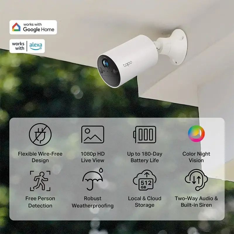 Cámara De Seguridad Inalámbrica Para Exterior Tapo C402 Wi Fi Visión Nocturna A Color