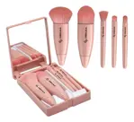 Brochas Y Pinceles Dehuka Sintético De Maquillaje Estuche Con Espejo Color Rosa Chicle