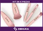 Brochas Y Pinceles Dehuka Sintético De Maquillaje Estuche Con Espejo Color Rosa Chicle