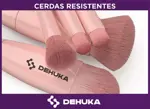 Brochas Y Pinceles Dehuka Sintético De Maquillaje Estuche Con Espejo Color Rosa Chicle