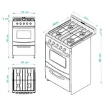 Cocina Gas Envasado CANDOR S2 4 Hornallas 50 Cm ESCORIAL