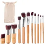 Brochas para Maquillaje Gadnic Bambú x 11 + Bolso Transporte