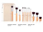 Brochas para Maquillaje Gadnic Bambú x 11 + Bolso Transporte