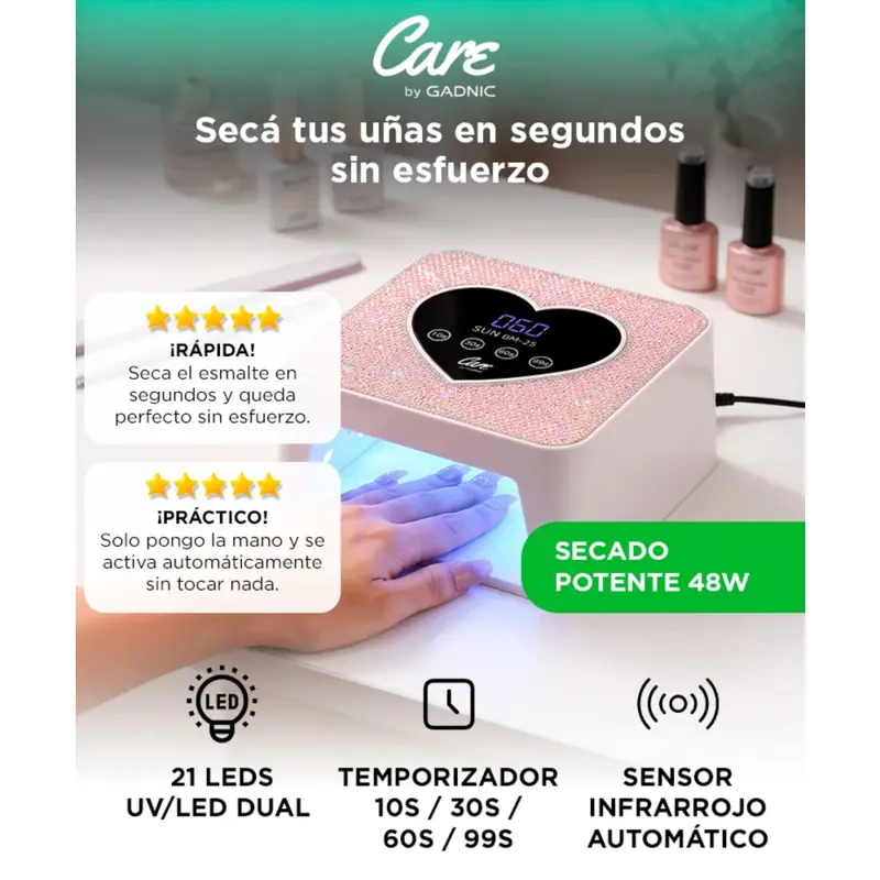 Cabina Para Uñas UV LED Care By Gadnic 48W Temporizador Sensor Infrarrojo