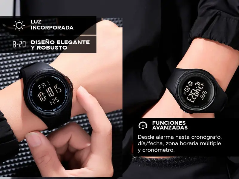 Reloj Digital Led Negro Gadnic S400 Sumergible