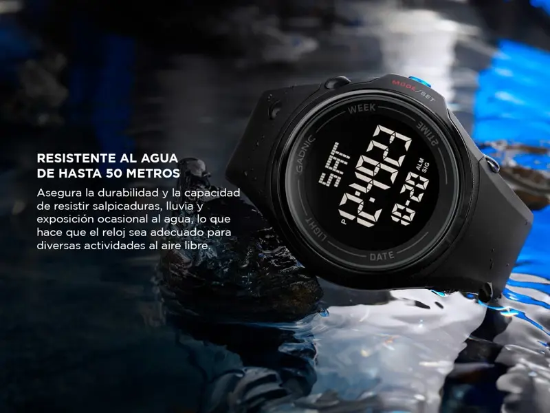 Reloj Digital Led Negro Gadnic S400 Sumergible