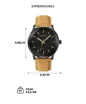 Reloj Analógico Gadnic RELF1 Pulsera Malla Correa Simil Cuero Negro y Dorado