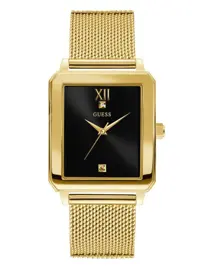 Reloj  Rectangular En Tono Dorado +...