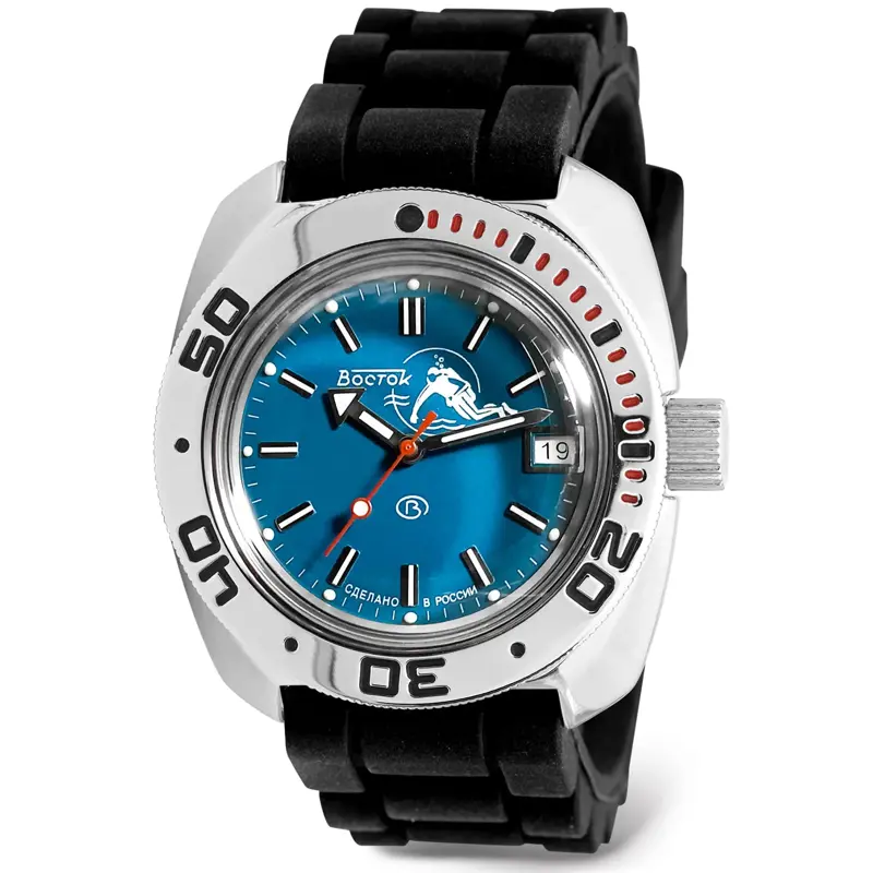 Reloj Vostok Amphibia 710059 con correa de resina negra