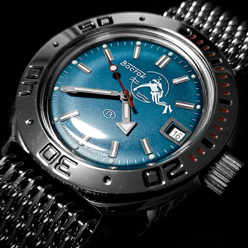Reloj Vostok Amphibia 710059 con correa de resina negra