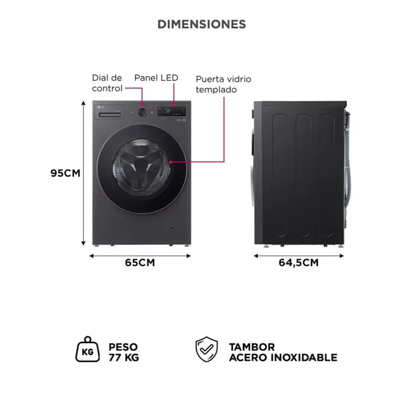 Lavasecarropas LG 15kg 8kg ThinQ AI DD TurboWash y Conexión Inalámbrica