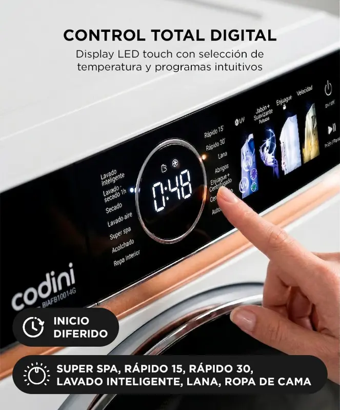 Lavasecarropas BIAFB10014B 10kg A 7kg Codini | Megatone