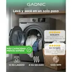 Lavasecarropas Gadnic 12Kg Lavado 8Kg Secado 1200RPM Inverter Automatico Frontal 1800W