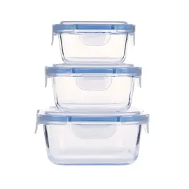 Set X 3 Recipientes De Vidrio Cuadr...