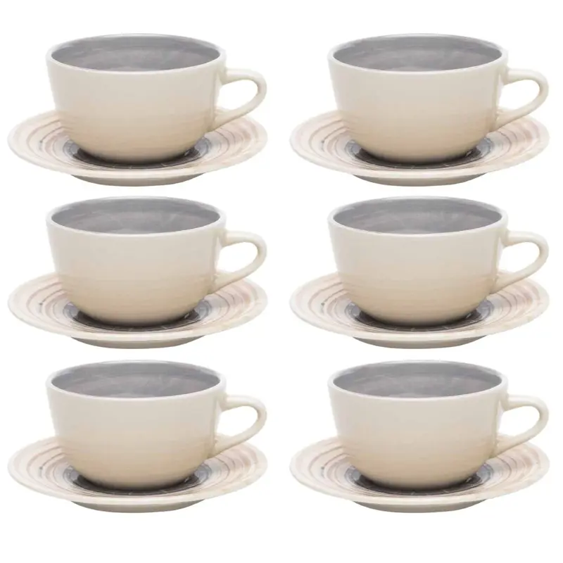 SET X 6 TAZAS DE TE 200CC CON PLATO UNNI PUZZLING OXFORD