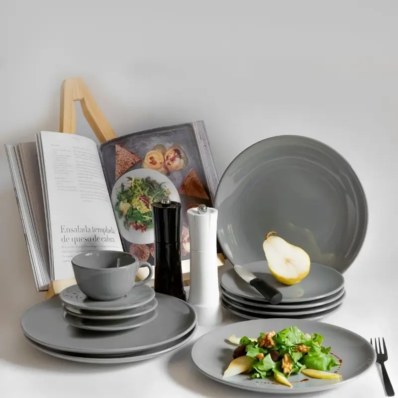 Set X6 Platos Playos 26cm Unni Grey Oxford