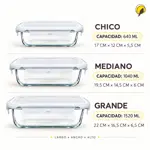 Set X3 Contenedores De Vidrio Con Tapa Negra