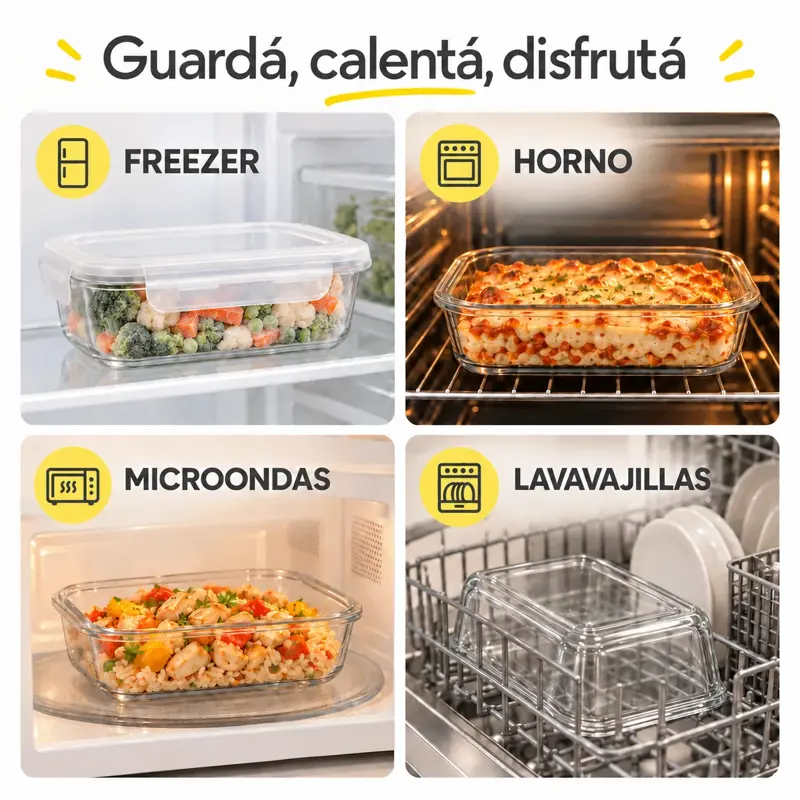 Set X3 Contenedores De Vidrio Con Tapa Blanca