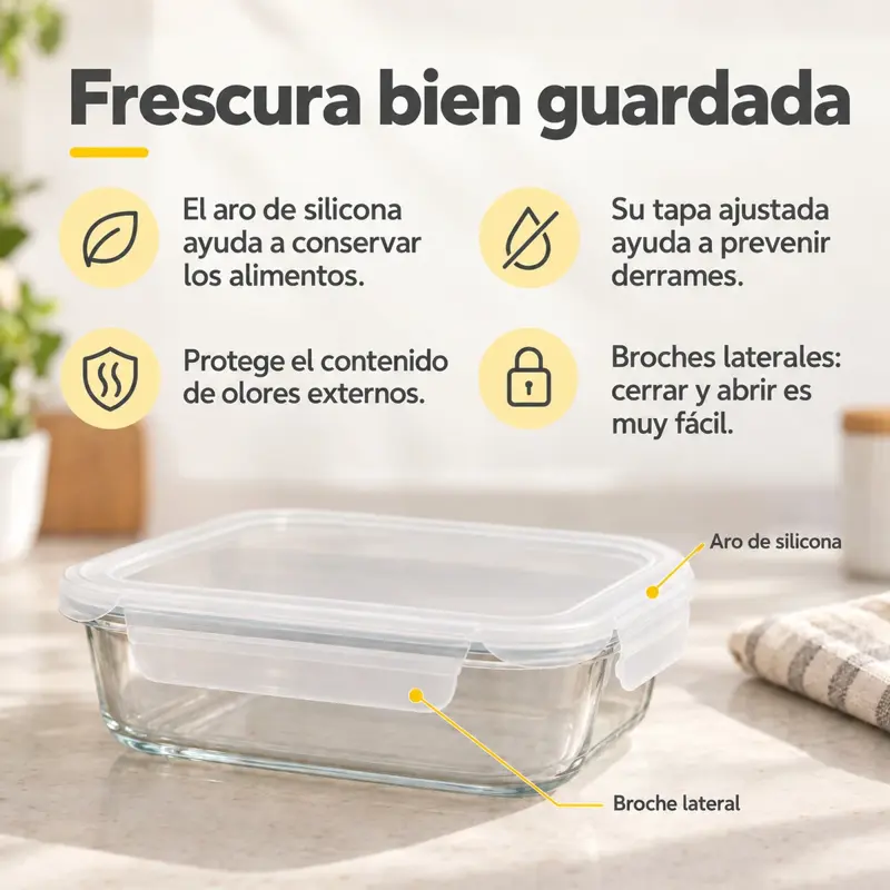 Set X3 Contenedores De Vidrio Con Tapa Blanca