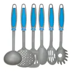 Cucharon Gris Mango Azul Apto Antiadherente Utensilio Cocina