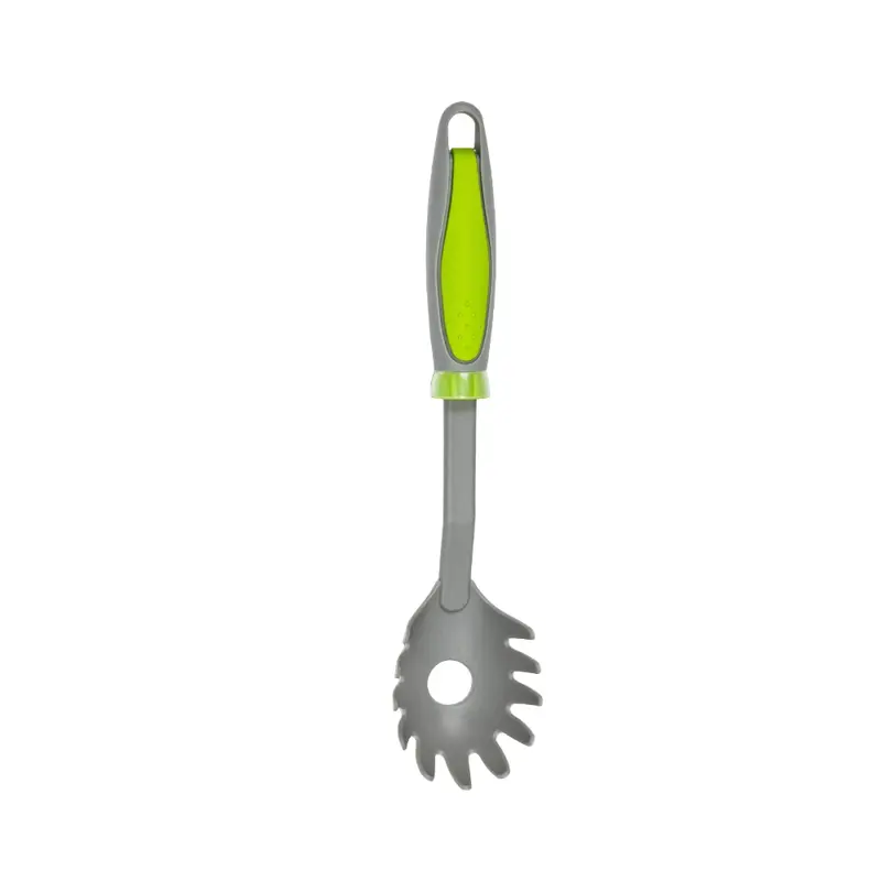 Cuchara Spaguetti Nylon Gris Mango Verde Antiadherente Utensilio Cocina