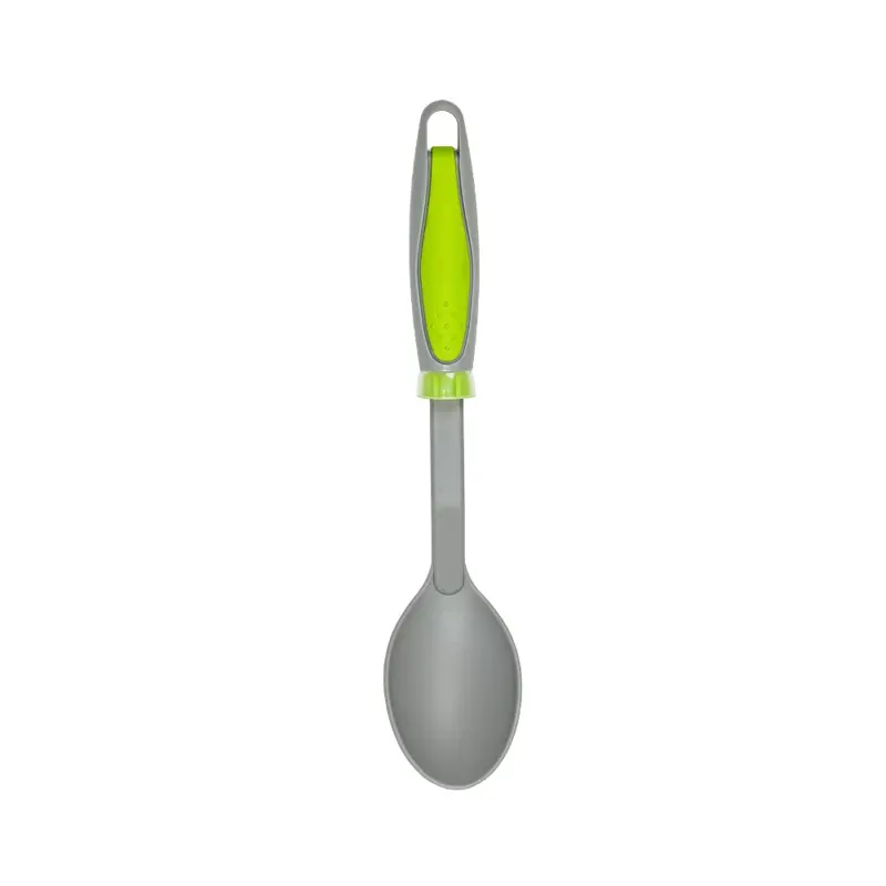 Cuchara Guiso Nylon Gris Mango Verde Antiadherente Utensilio Cocina