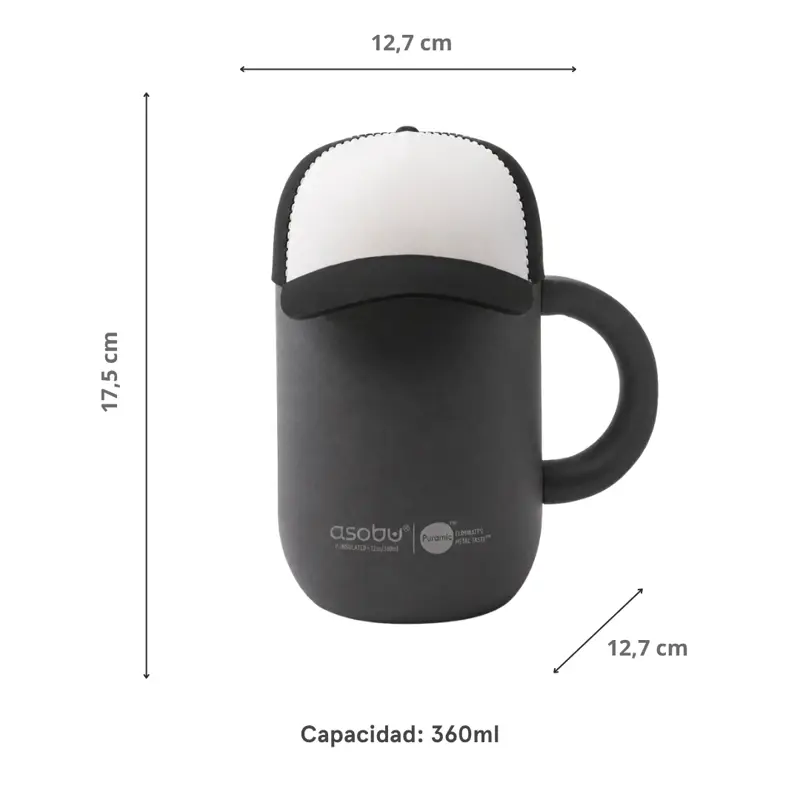 MUG ASOBU HAPPY HAT TRUCKER CAP 360ML BLACK