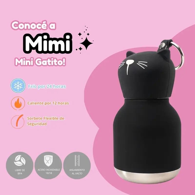 Botella Asobu Mini Bestie 200Ml Black Cat