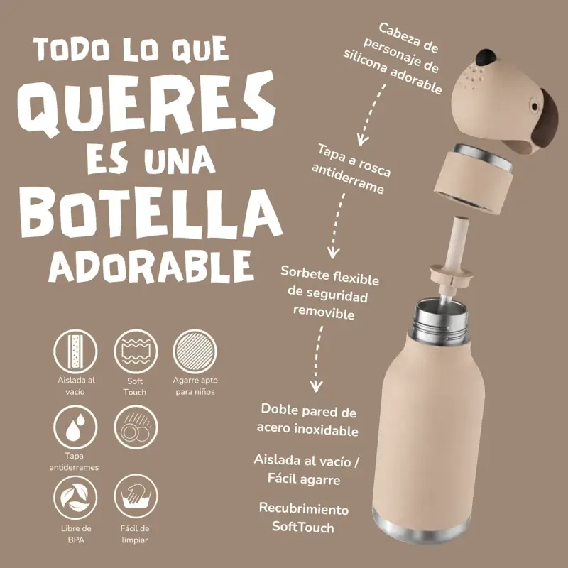 Botella Asobu Bestie 460Ml Beige Dog