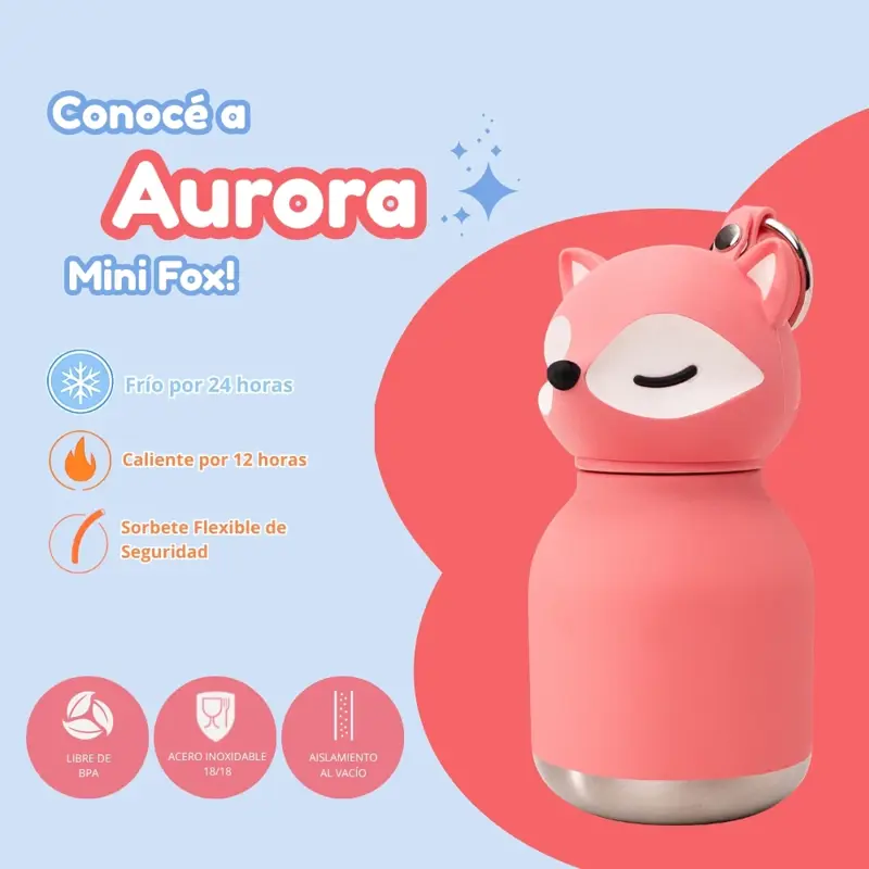 Botella Asobu Mini Bestie 200Ml Pink Fox