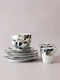 Juego De Vajilla Hojas White 24 Pie...