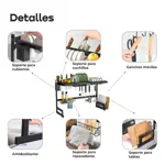 Escurridor Secaplatos Grande Acero Inoxidable Negro Waggs