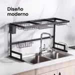 Escurridor Secaplatos Grande Acero Inoxidable Negro Waggs