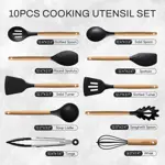 Juego de utensilios de cocina CAROTE Silicone, 10 piezas, resistentes al calor