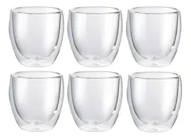 Pack X6 Vaso Doble Vidrio Taza Frio...
