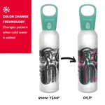 Botella de agua Pyrex que cambia de color, 500 ml, con revestimiento de silicona