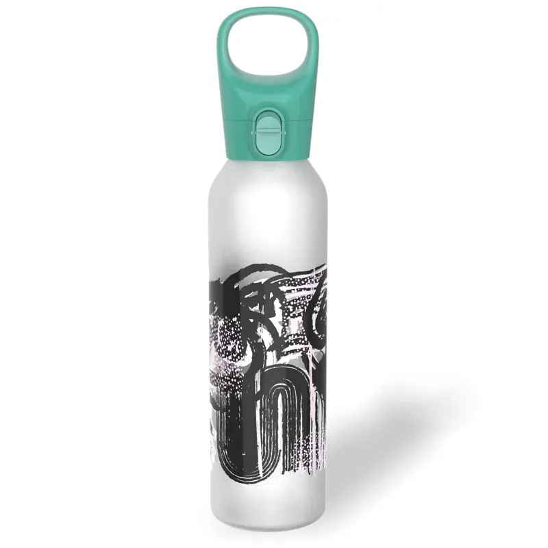 Botella de agua Pyrex que cambia de color, 500 ml, con revestimiento de silicona