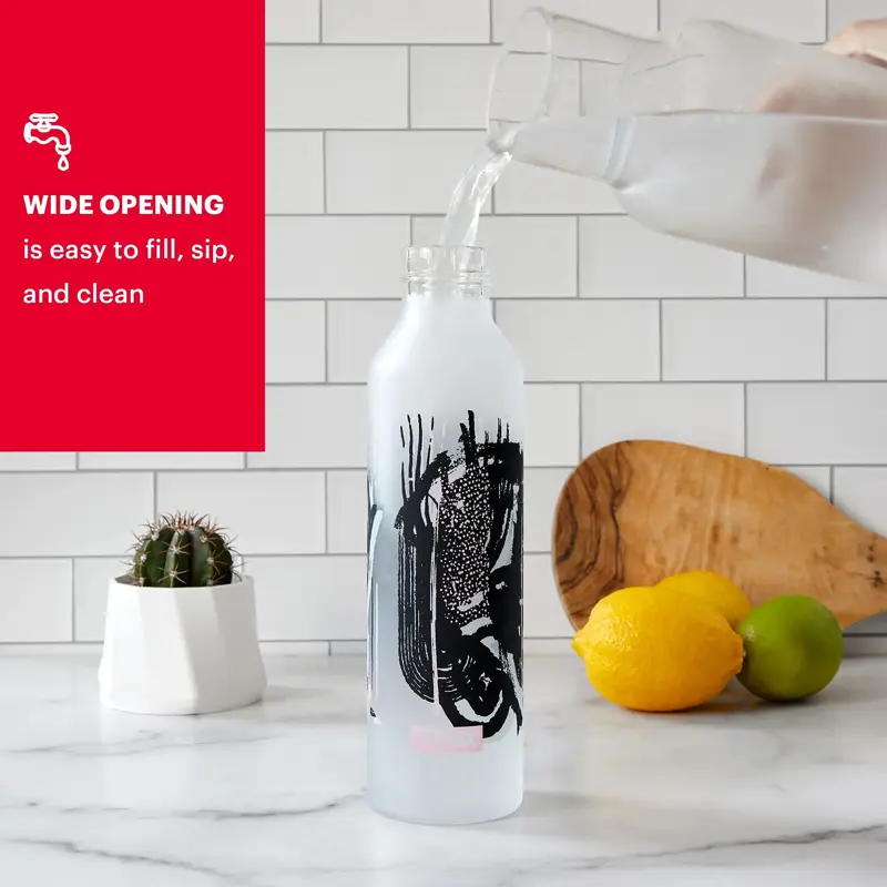 Botella de agua Pyrex que cambia de color, 500 ml, con revestimiento de silicona