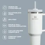 Vaso Stanley Quencher H2.0 con mango y pajita, 1,9 L, color coral