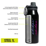 Botella de agua adidas Metal 1L sellada al vacío negro/Pulse Mint