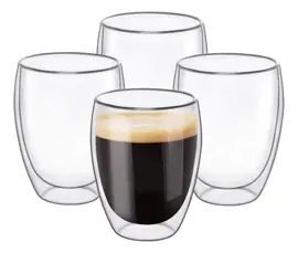 Kit X4 Taza De Vidrio Doble Pa...