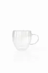 Taza Doble Vidrio Acanalada Con Asa 150ml