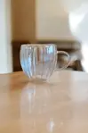 Taza Doble Vidrio Acanalada Con Asa 150ml
