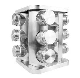 Especiero Cuadrado De Acero Inoxi. 12 Frascos Platea...