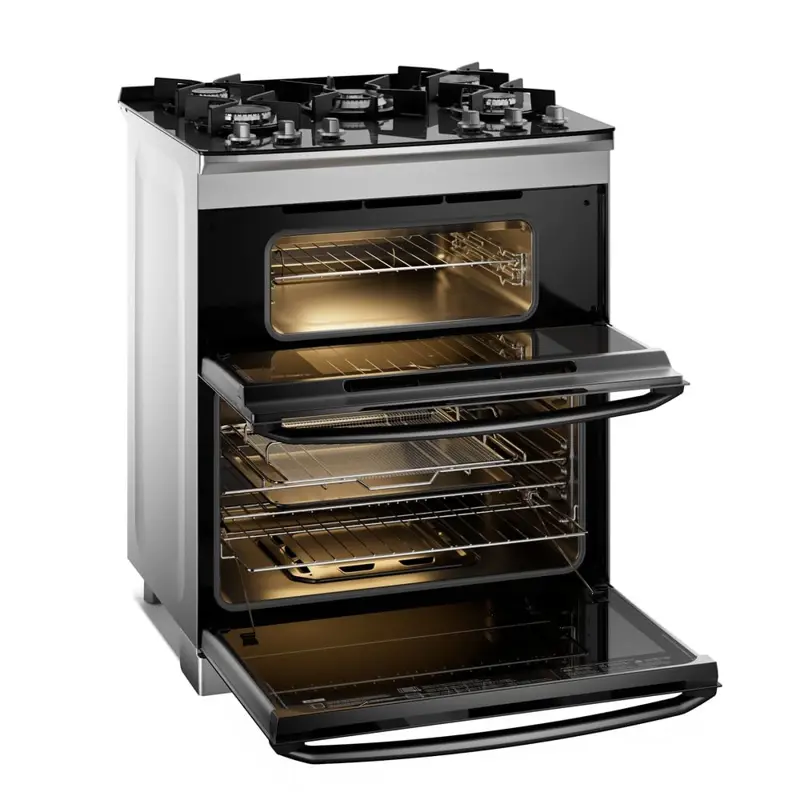 Cocina a Gas Electrolux Expert 5 Hornallas Doble Horno, PerfectCook360 y VaporBake Inox F5EAD