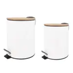 Set Tachos de Basura 12 y 3LTS Nictom Blanco con Bambu