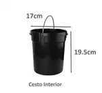 Cesto Tacho Basura Pedal 3L Acero Pintado Negro Tapa Bambú
