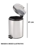 Cesto Tacho Basura Pedal 3L Acero Pintado Negro Tapa Bambú